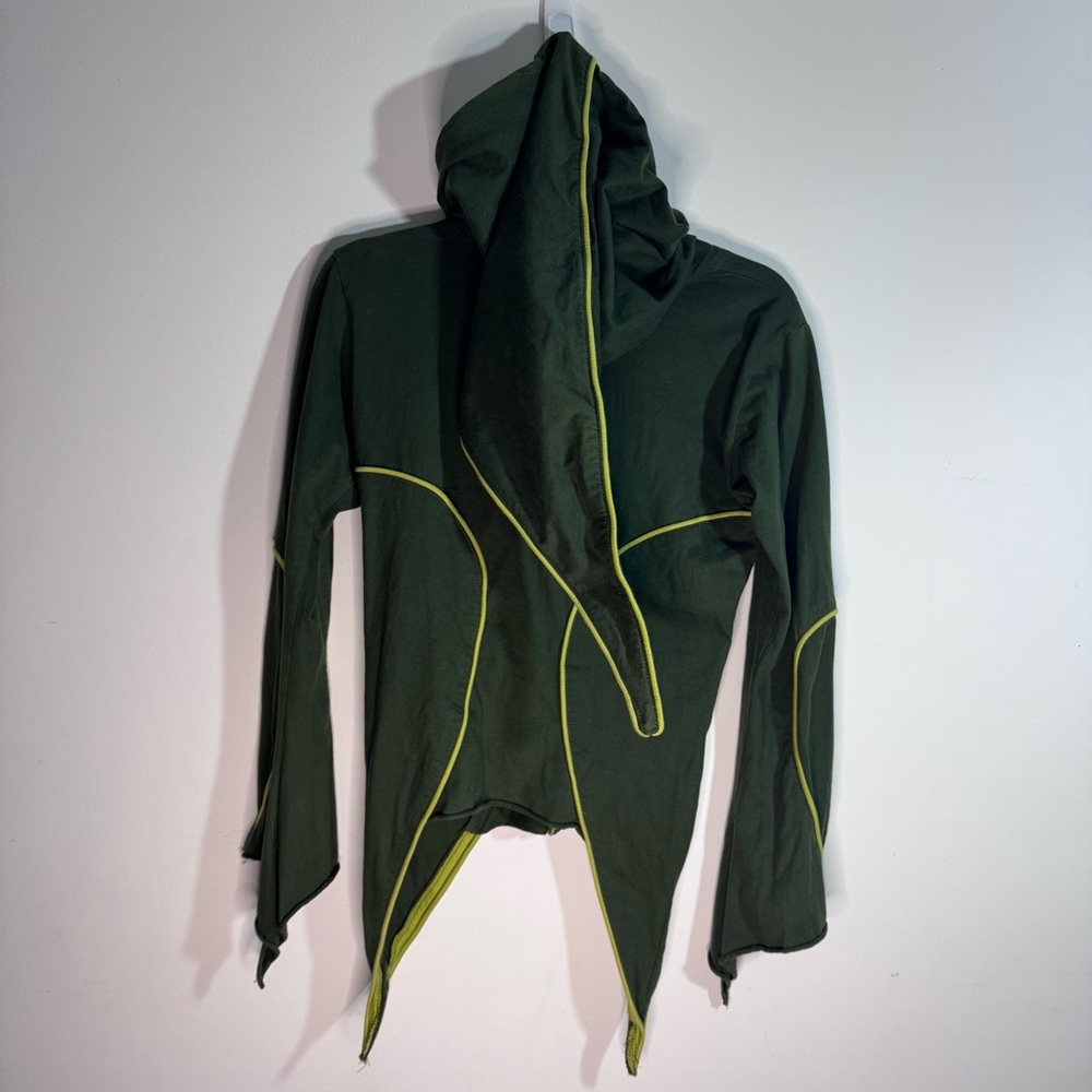 Monkey Temple Elf Pixie Hooded Jacket Green Cotto… - image 5